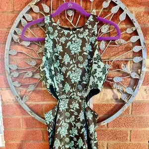 Anthropologie hutch cut out jacquard embroidered mini sleeveless dress